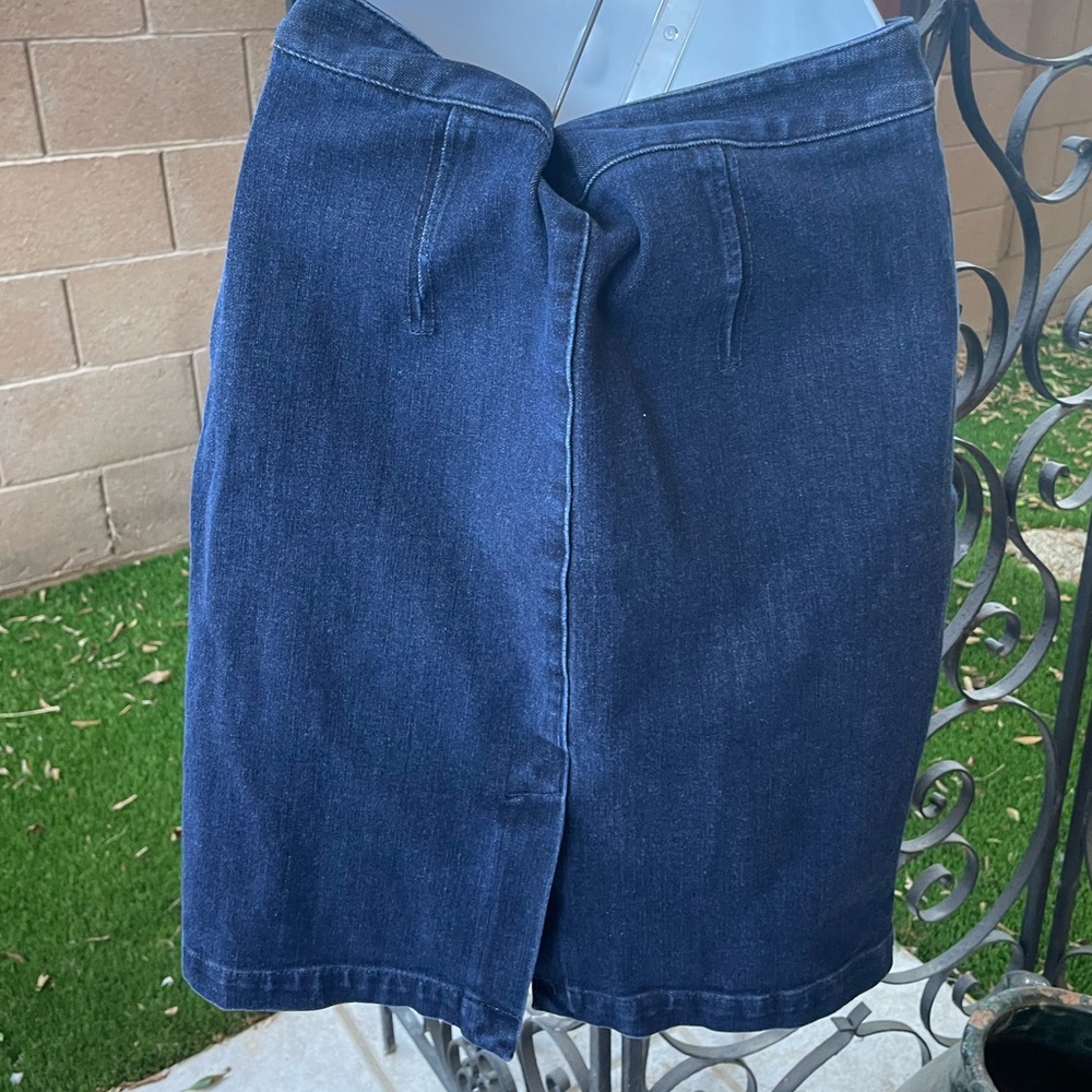 Womens Banana Republic Pencil Straight Dark Wash Denim Jean Skirt with Pockets 4 - Picture 7 of 16